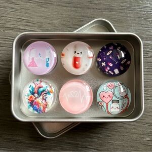 Handmade Cute Science-Medical Themed Glass Magnets Set